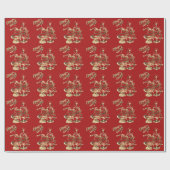 Weihnachtsbaum Frohe Weihnachtsrot Geschenkpapier (Flach)