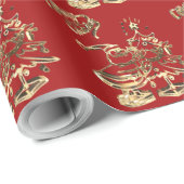 Weihnachtsbaum Frohe Weihnachtsrot Geschenkpapier (Rolleneckpunkt)