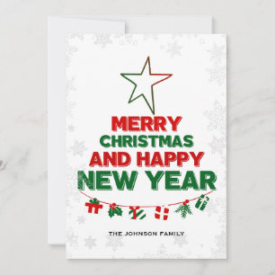 Weihnachtsbaum, Frohes Neues Jahr, Worte, Stern, G Feiertagskarte