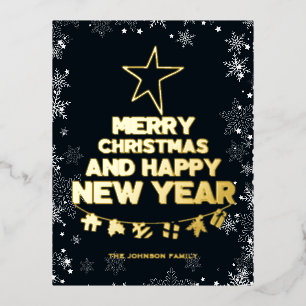 Weihnachtsbaum, Frohes Neues Jahr, Worte, Stern, G Folien Feiertagspostkarte