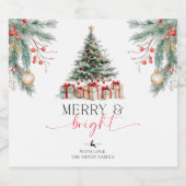 Weihnachtsbaum fröhlich und hell Geschenk Schaumweinetikett (Einzelnes Label)