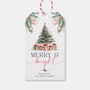 Weihnachtsbaum fröhliche und helle Geschenktasten Geschenkanhänger