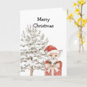 Weihnachtsbaum-Fuchs in einer Schachtel Karte (Gelbe Blume)
