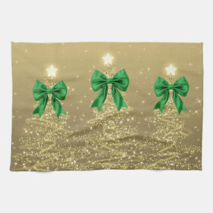 Weihnachtsbaum funkelnd Gold Kunststoff grüne Schl Geschirrtuch