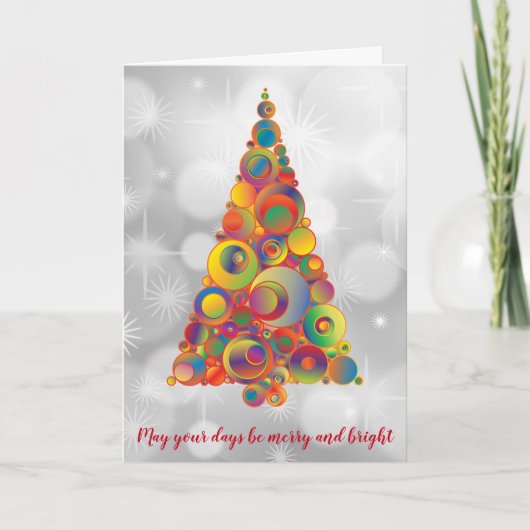 Weihnachtsbaum Funky Retro Bright Bright Colorful  Karte (Vorderseite)