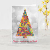 Weihnachtsbaum Funky Retro Bright Bright Colorful Karte (Gelbe Blume)