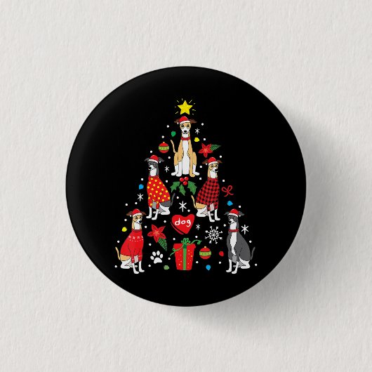 Weihnachtsbaum Funny Dog Mama Vater Button (Vorderseite)