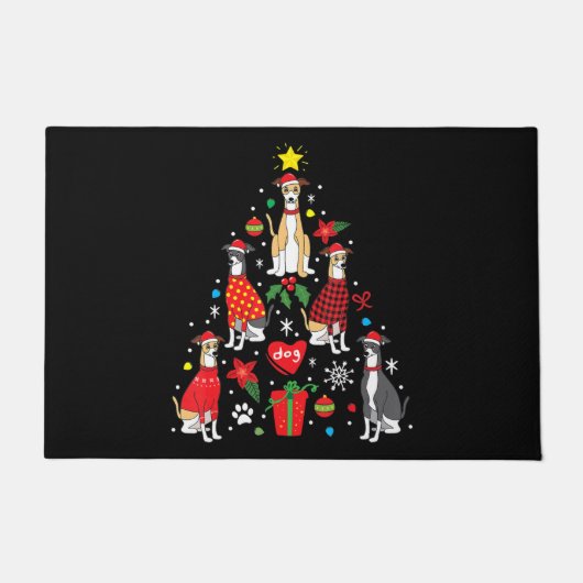 Weihnachtsbaum Funny Dog Mama Vater Fußmatte (Vorderseite)