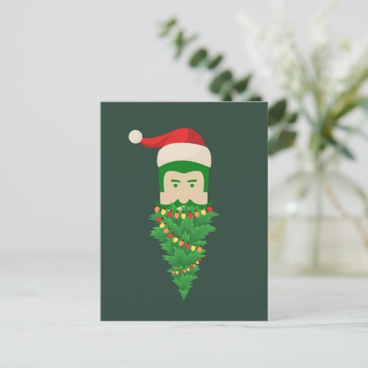 Weihnachtsbaum Funny Green Beard Weihnachtsmannmüt Postkarte (Stehend Vorderseite)