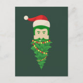 Weihnachtsbaum Funny Green Beard Weihnachtsmannmüt Postkarte (Vorderseite)