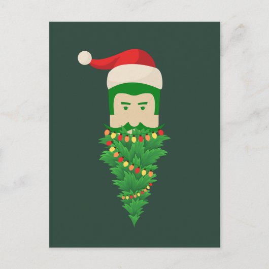 Weihnachtsbaum Funny Green Beard Weihnachtsmannmüt Postkarte (Vorderseite)