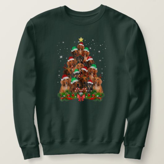 Weihnachtsbaum Funny Pajamas Xmas Dackel Sweatshirt (Design vorne)