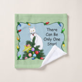Weihnachtsbaum Funny White Cat Badhandtuch Set (Waschlappen)