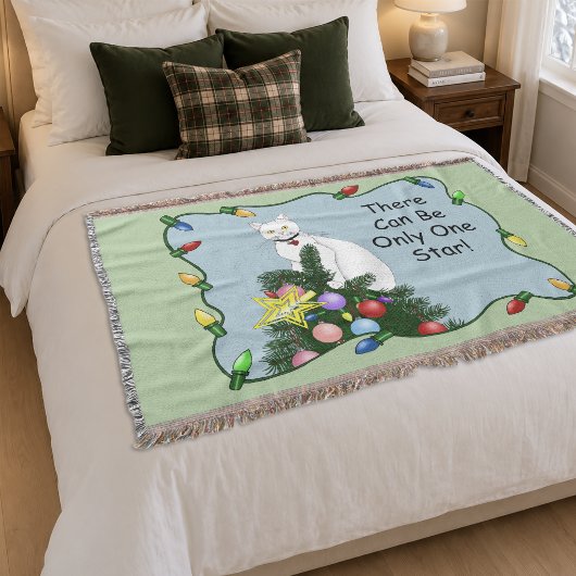 Weihnachtsbaum Funny White Cat Decke