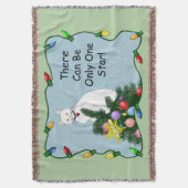 Weihnachtsbaum Funny White Cat Decke (Vorderseite Vertikal)