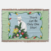 Weihnachtsbaum Funny White Cat Decke (Vorderseite)