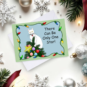 Weihnachtsbaum Funny White Cat Feiertagskarte