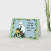 Weihnachtsbaum Funny White Cat Feiertagskarte (Vorderseite)