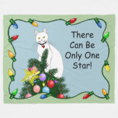 Weihnachtsbaum Funny White Cat Fleecedecke (Vorderseite (Horizontal))