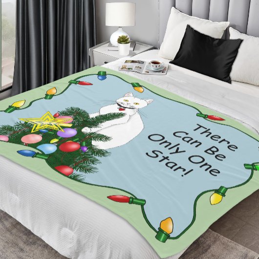 Weihnachtsbaum Funny White Cat Fleecedecke