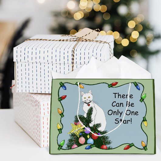 Weihnachtsbaum Funny White Cat Große Geschenktüte