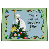 Weihnachtsbaum Funny White Cat Große Geschenktüte (Vorderseite)