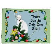 Weihnachtsbaum Funny White Cat Große Geschenktüte (Rückseite)