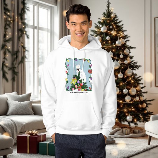 Weihnachtsbaum Funny White Cat Hoodie
