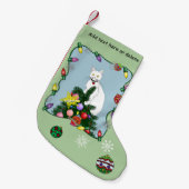Weihnachtsbaum Funny White Cat Kleiner Weihnachtsstrumpf (Vorderansicht (hängend))