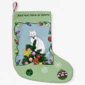 Weihnachtsbaum Funny White Cat Kleiner Weihnachtsstrumpf (Vorderseite)