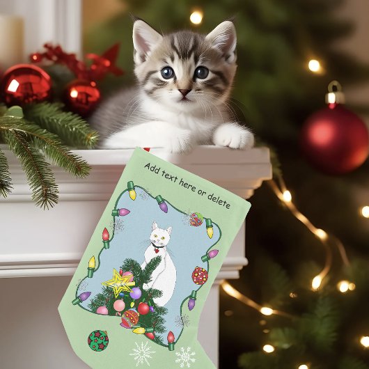 Weihnachtsbaum Funny White Cat Kleiner Weihnachtsstrumpf