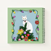 Weihnachtsbaum Funny White Cat Notizblock (Rückseite)