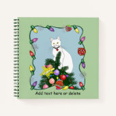 Weihnachtsbaum Funny White Cat Notizblock (Vorderseite)