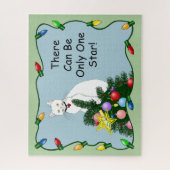 Weihnachtsbaum Funny White Cat Puzzle (Vertikal)