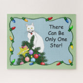 Weihnachtsbaum Funny White Cat Puzzle (Horizontal)