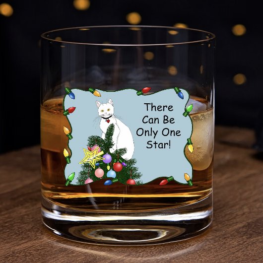 Weihnachtsbaum Funny White Cat Whiskyglas