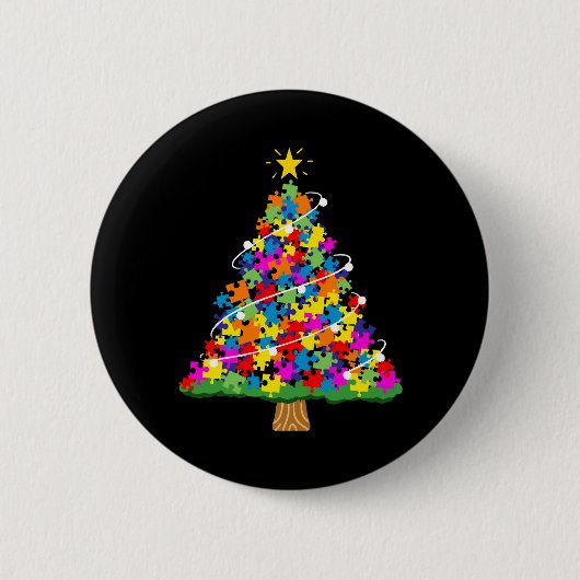 Weihnachtsbaum für Autismus Button (Vorderseite)