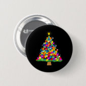 Weihnachtsbaum für Autismus Button (Vorne & Hinten)