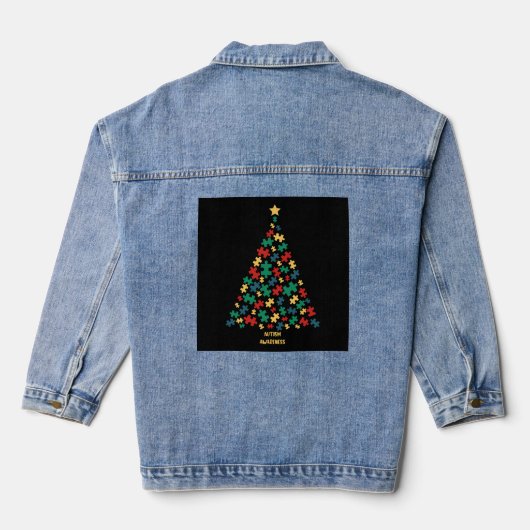 Weihnachtsbaum für Autismus Jeansjacke (Rückseite)