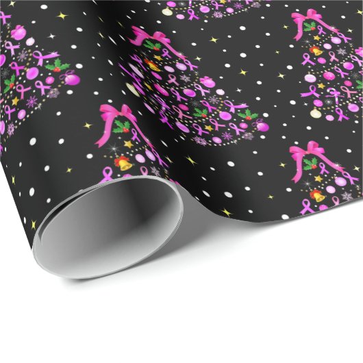 Weihnachtsbaum für Brustkrebs Geschenkpapier (Rolleneckpunkt)