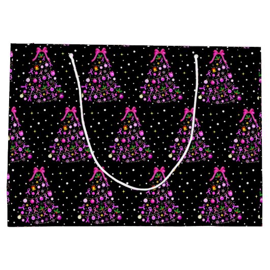 Weihnachtsbaum für Brustkrebs Große Geschenktüte (Rückseite)
