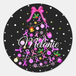 Weihnachtsbaum für Brustkrebs Runder Aufkleber