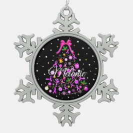 Weihnachtsbaum für Brustkrebs Schneeflocken Zinn-Ornament