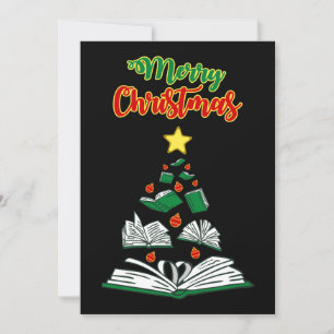 Weihnachtsbaum für Bücherwürmer III Einladung