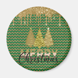 Weihnachtsbaum für den grünen und goldenen Glitzer Magnet