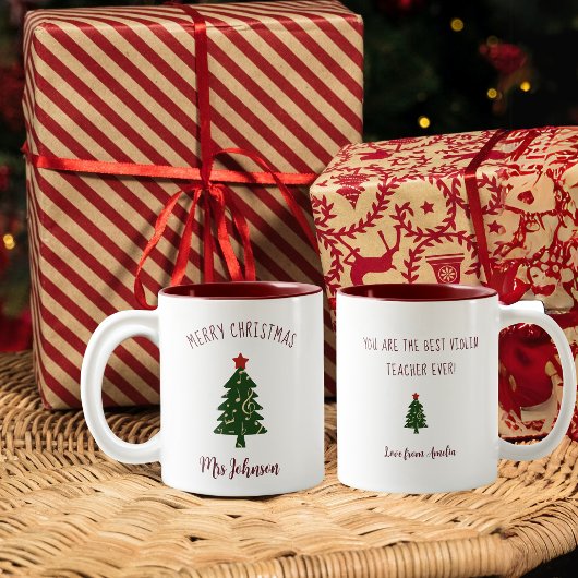Weihnachtsbaum für den Violinlehrer Zweifarbige Tasse