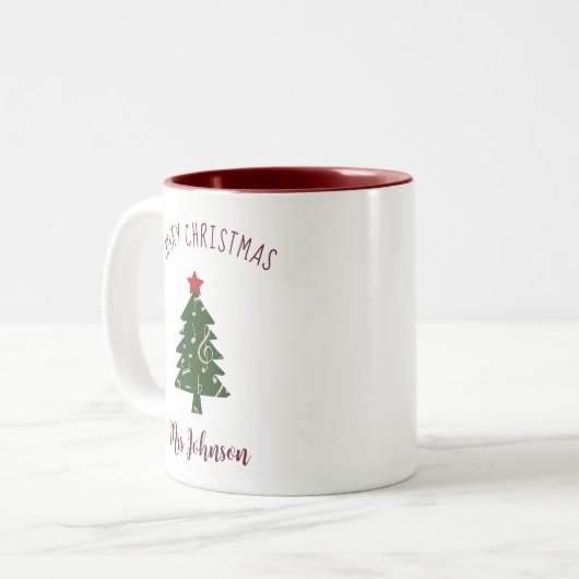 Weihnachtsbaum für den Violinlehrer Zweifarbige Tasse (Vorderseite Links)