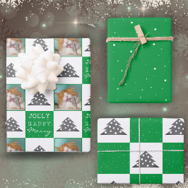 Weihnachtsbaum für grüne Haustiere Foto Geschenkpapier Set