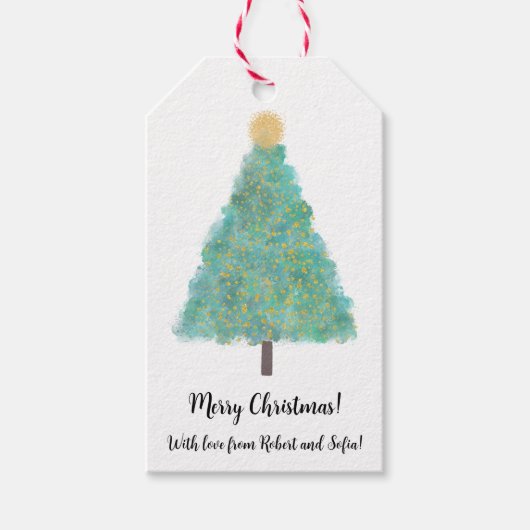 Weihnachtsbaum für grünen Glitzer Geschenkanhänger (Vorderseite)