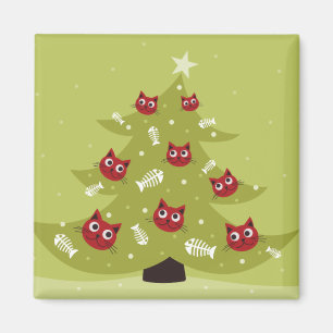 Weihnachtsbaum für Katzen mit Fischdekorationen Magnet